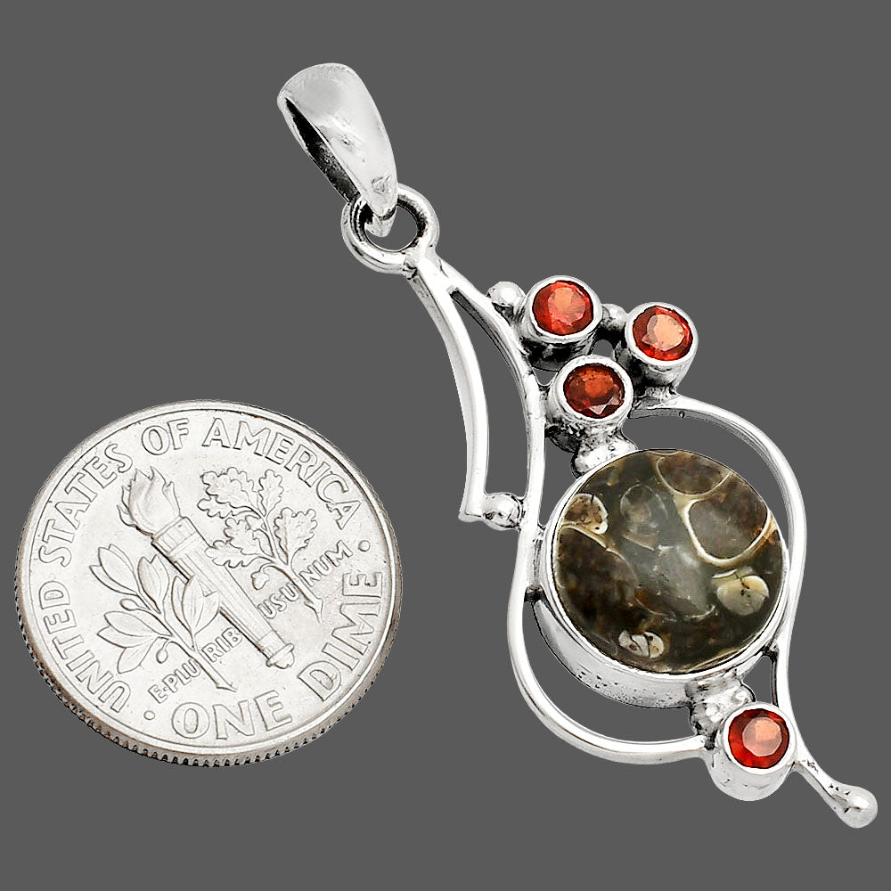 Turtella Jasper - USA & Garnet Pendant P-1037 SDP149615