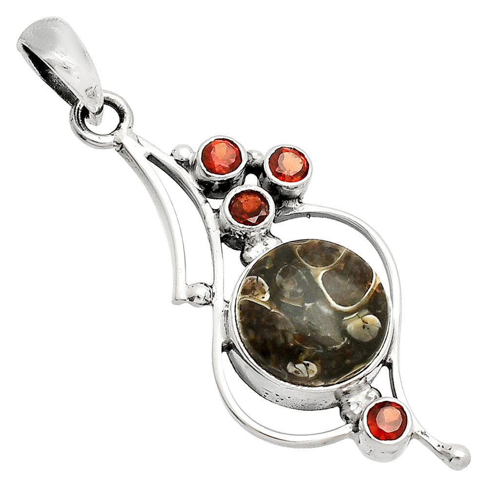 Turtella Jasper - USA & Garnet Pendant P-1037 SDP149615