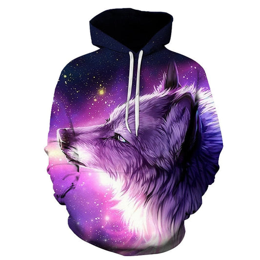 Fashion Galaxy Space 3D Hoodie bright wolf Print Hoodies Sweatshirts Men Women Unisex Hooded Pullovers Animal 3D Tops