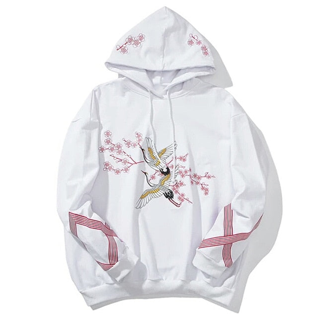 Flower Animal Embroidery Pullover Hoodie Men Chinese Style Casual Hoodies Sweatshirts Fashion Hip Hop Streetwear