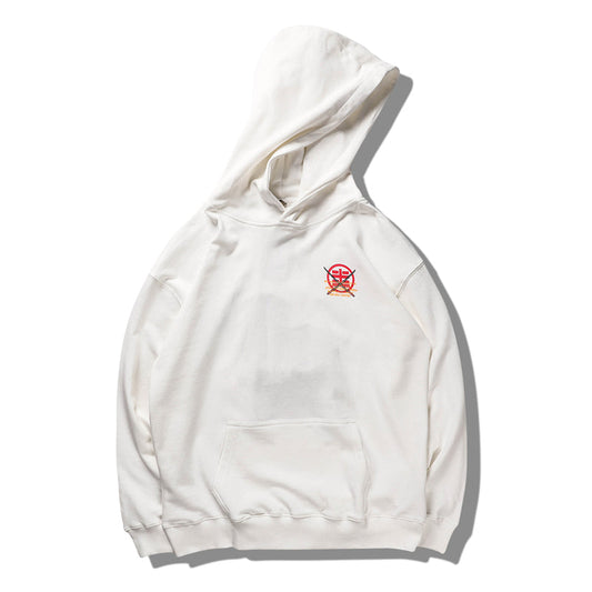 Harajuku Hip Hop Embroidered Samurai Dog Print Hoodies Sweatshirts Streetwear Chinese Characters Pullover Hooded Tops